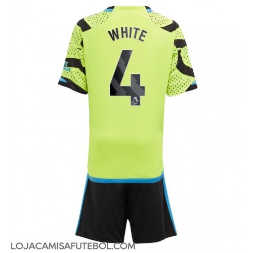 Camisa de Futebol Arsenal Benjamin White #4 Equipamento Secundário Infantil 2023-24 Manga Curta (+ Calças curtas)